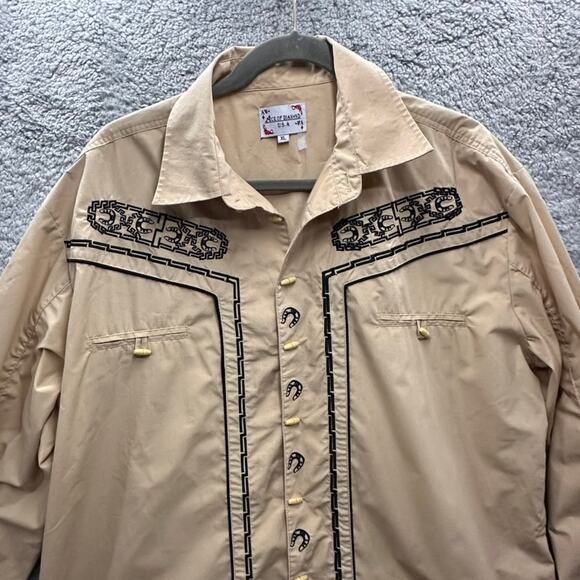 Ace of Diamonds XL Vintage Western Shirt Embroidered Horseshoe Design Rodeo - Picture 2 of 11